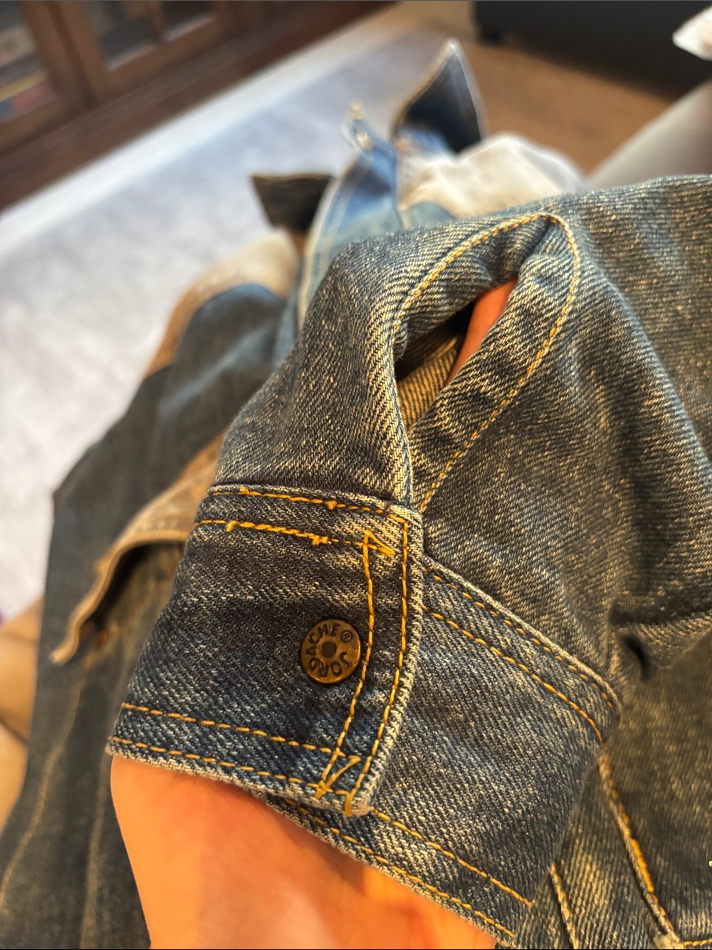 Vintage 80’s Jordache Denim Bomber Jacket M Two Toned Zip Blue Jean Pockets - Picture 6 of 9